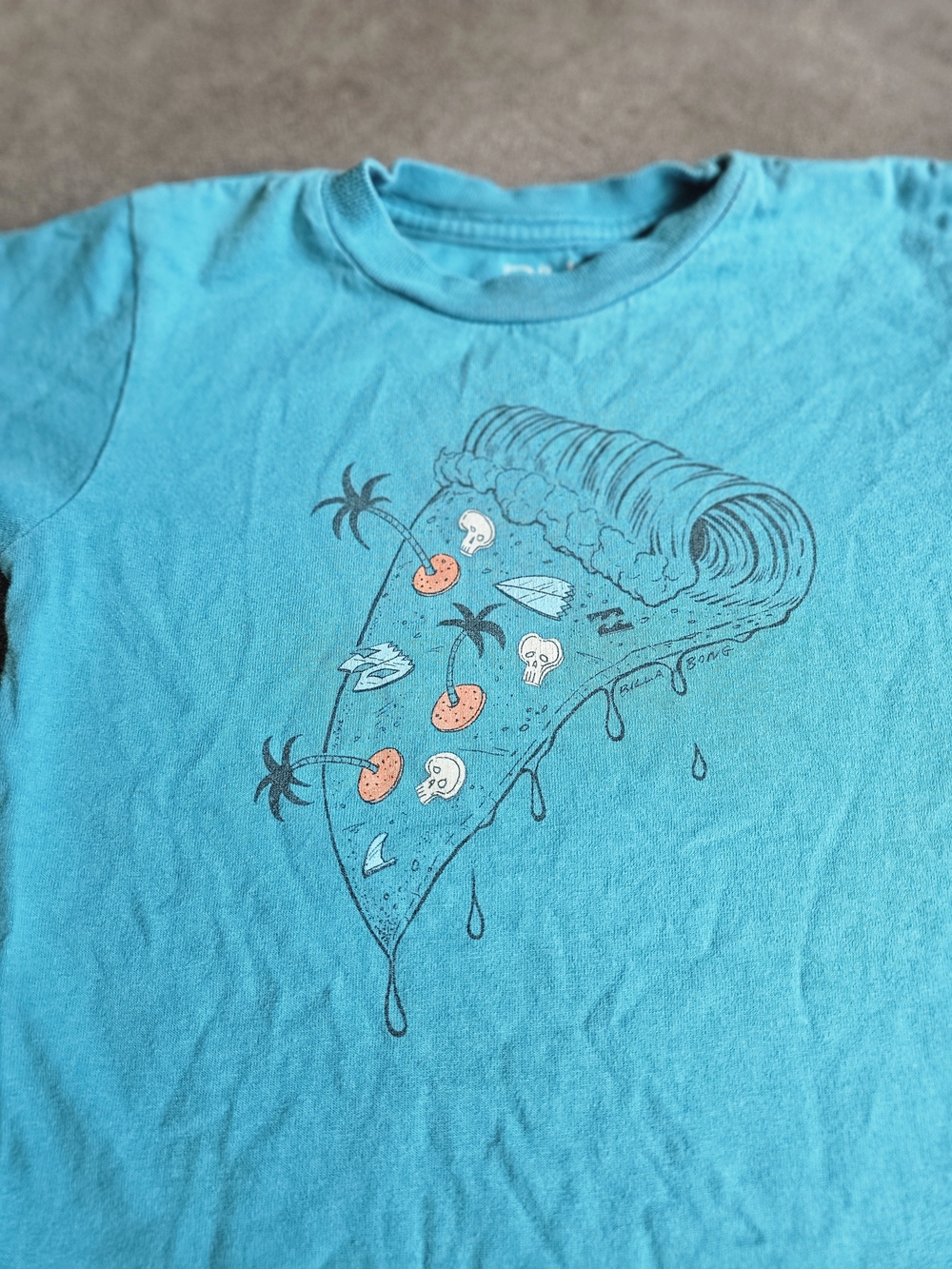 Billabong Teal Kids Surf Pizza Graphic Tee